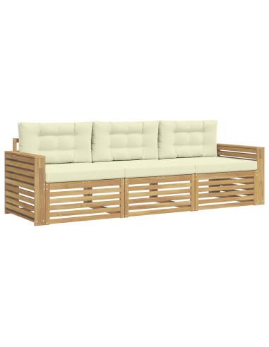 Set di divani da esterno 3 pcs Bianco e Crema