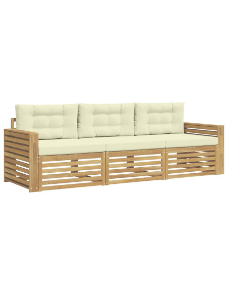Set di divani da esterno 3 pcs Bianco e Crema