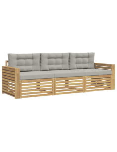 Set di divani da esterno 3 pcs Bianco e Grigio Chiaro 2