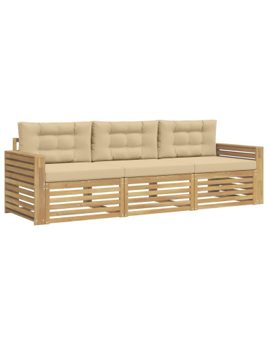 Set di divani da esterno 3 pcs Bianco e Beige