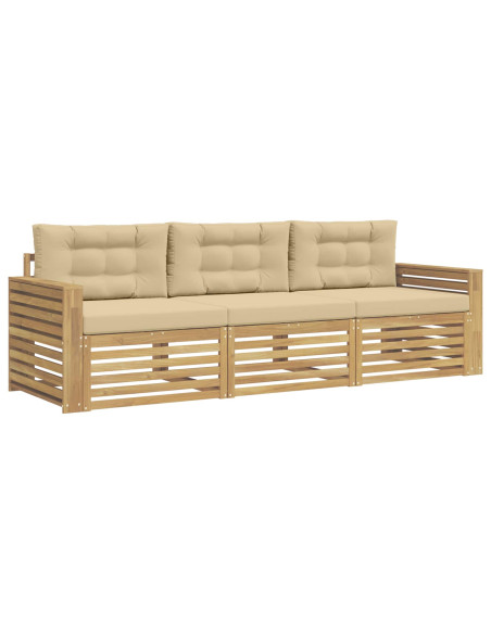 Set di divani da esterno 3 pcs Bianco e Beige