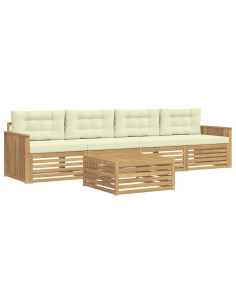 Set di divani da esterno 5 pcs Bianco e Crema 2