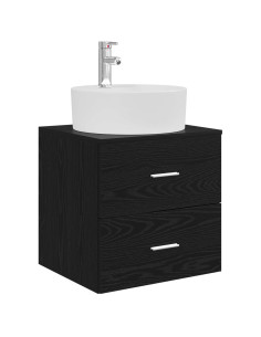 Mobile Lavabo da Parete Rovere Nero 49,5 x 44,5 x 65 cm