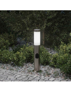 Lampada a paletto con presa elettrica 50 cm Acciaio Inox IP44