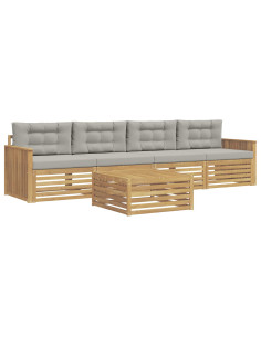 Set di divani da esterno 5 pcs Bianco e Grigio Chiaro 2