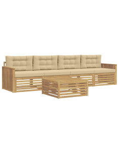 Set di divani da esterno 5 pcs Bianco e Beige 2