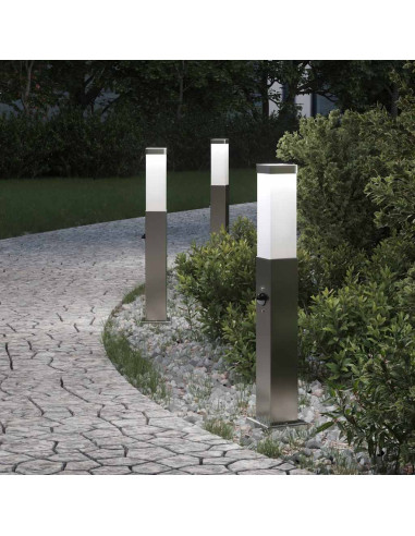 Lampioni a paletto con sensore 3 pz 50 cm Acciaio Inox IP44