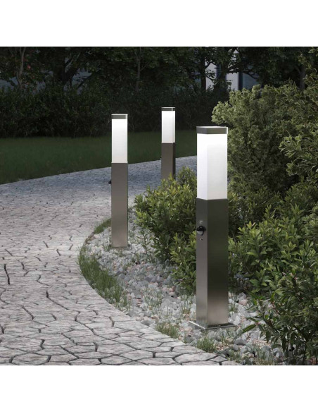 Lampioni a paletto con sensore 3 pz 50 cm Acciaio Inox IP44