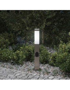 Lampada a paletto con presa elettrica 50 cm Acciaio Inox IP44