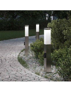 Lampioni a palo con presa elettrica 3 pz 50 cm Acciaio Inox IP44