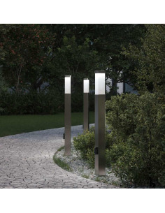 Lampioni a colonnina con presa elettrica 3 pz 80 cm Acciaio Inox IP44
