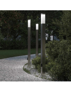 Lampioni a colonnina con presa elettrica 3 pz 110 cm Acciaio Inox IP44