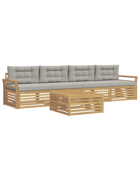 Set di divani da esterno 5 pcs Bianco e Grigio Chiaro