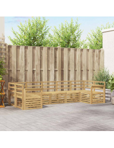 Set di divani da esterno 7 pcs Bianco 304 x 128,5 x 73 cm