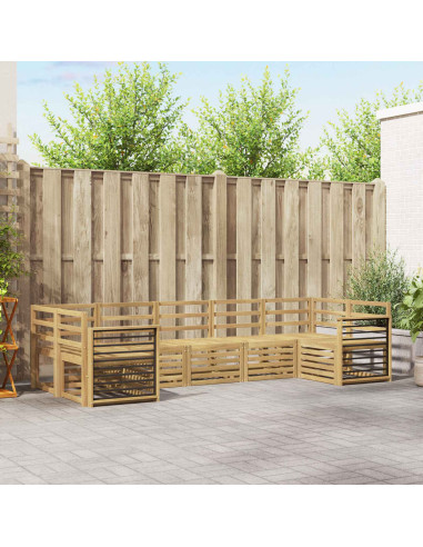 Set di divani da esterno 7 pcs Bianco 304 x 128,5 x 73 cm