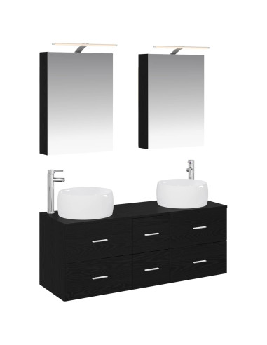 Set di mobili per il bagno 5 pcs Rovere Nero
