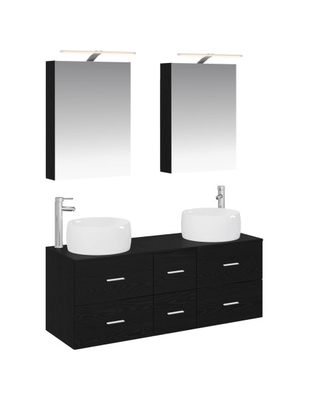 Set di mobili per il bagno 5 pcs Rovere Nero