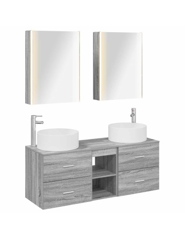 Set di mobili per il bagno 5 pcs Sonoma grigio