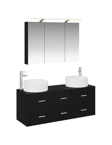 Set di mobili per il bagno 4 pcs Rovere Nero