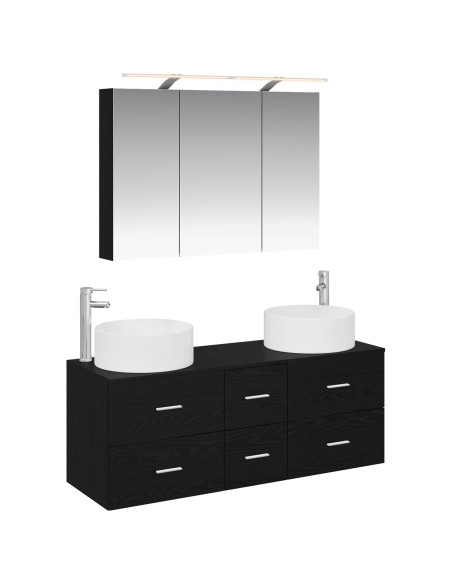 Set di mobili per il bagno 4 pcs Rovere Nero