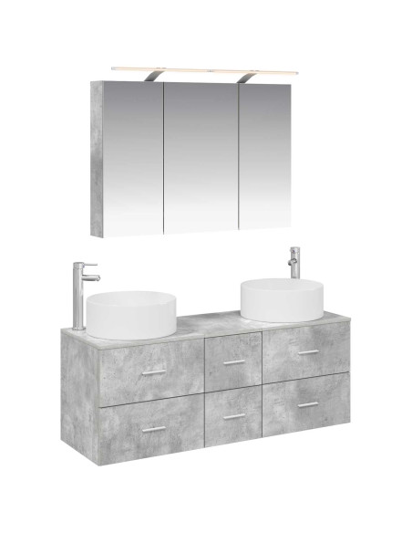 Set di mobili per il bagno 4 pcs Grigio Cemento