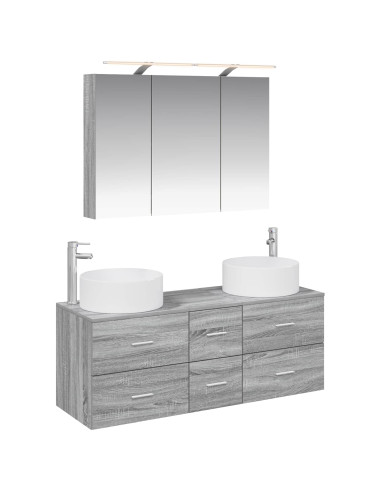 Set di mobili per il bagno 4 pcs Sonoma grigio