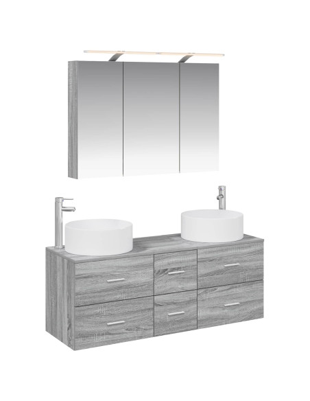 Set di mobili per il bagno 4 pcs Sonoma grigio