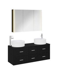 Set di mobili per il bagno 4 pcs Rovere Nero