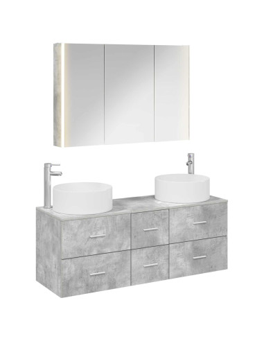 Set di mobili per il bagno 4 pcs Grigio Cemento