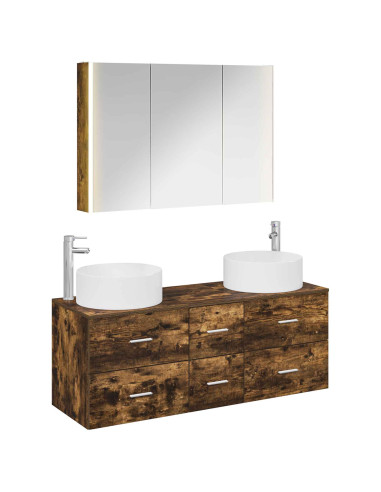Set di mobili per il bagno 4 pcs Rovere Fumo