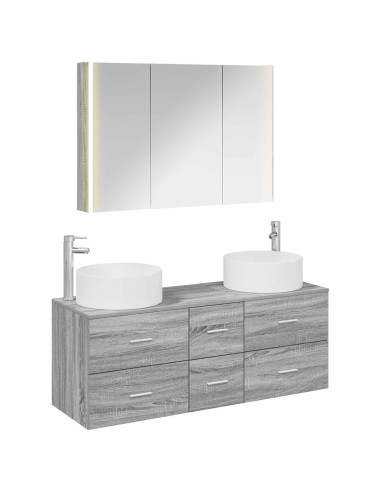 Set di mobili per il bagno 4 pcs Sonoma grigio