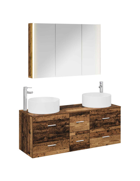 Set di mobili per il bagno 4 pcs Legno antico