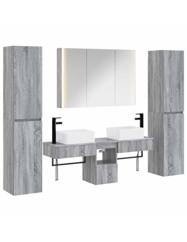 Set di mobili per il bagno 6 pcs Sonoma grigio