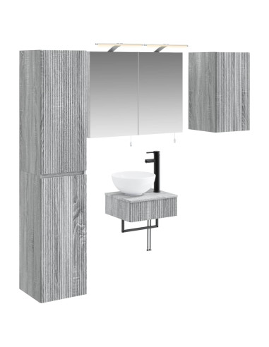 Set di mobili per il bagno 5 pcs Sonoma grigio