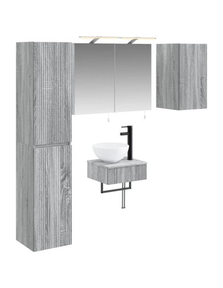 Set di mobili per il bagno 5 pcs Sonoma grigio