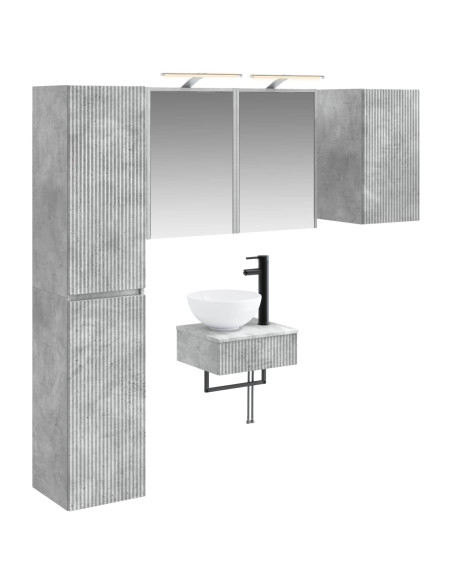 Set di mobili per il bagno 5 pcs Grigio Cemento