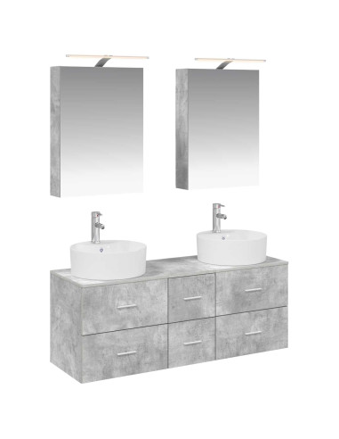 Set di mobili per il bagno 5 pcs Grigio Cemento