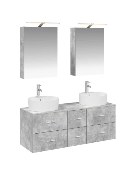 Set di mobili per il bagno 5 pcs Grigio Cemento