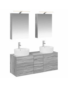 Set di mobili per il bagno 5 pcs Sonoma grigio