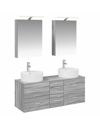 Set di mobili per il bagno 5 pcs Sonoma grigio