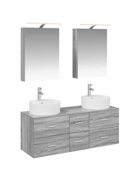 Set di mobili per il bagno 5 pcs Sonoma grigio