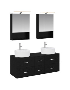 Set di mobili per il bagno 5 pcs Rovere Nero