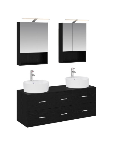 Set di mobili per il bagno 5 pcs Rovere Nero