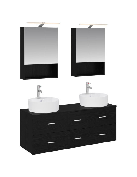 Set di mobili per il bagno 5 pcs Rovere Nero