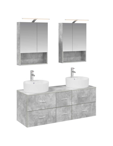 Set di mobili per il bagno 5 pcs Grigio Cemento