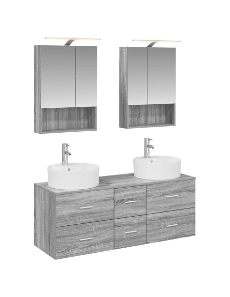 Set di mobili per il bagno 5 pcs Sonoma grigio