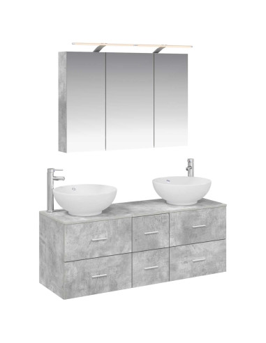 Set di mobili per il bagno 4 pcs Grigio Cemento