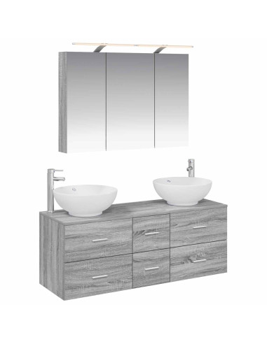 Set di mobili per il bagno 4 pcs Sonoma grigio