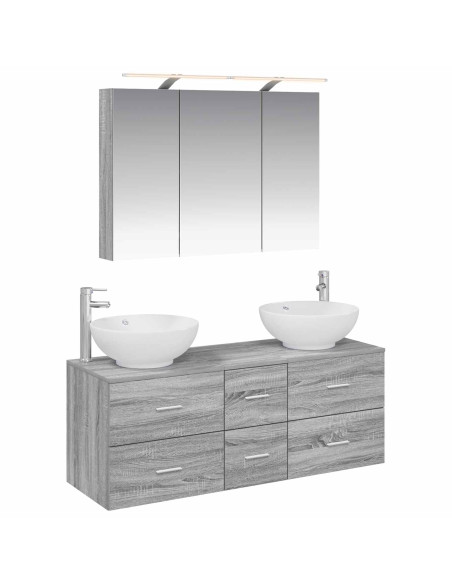 Set di mobili per il bagno 4 pcs Sonoma grigio