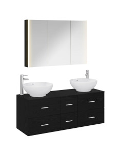 Set di mobili per il bagno 4 pcs Rovere Nero